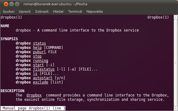 Základní příkazy zvládá i samotný Dropbox