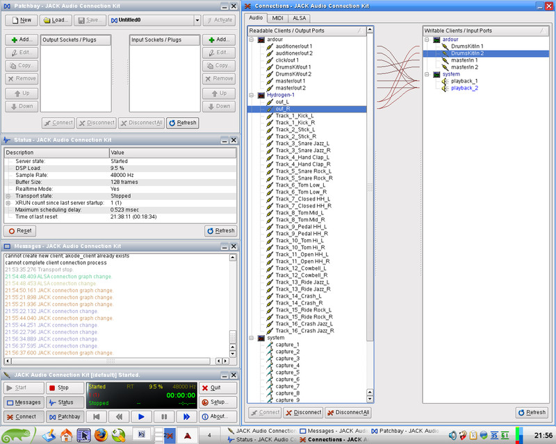 Hydrogen – QJackCtl – Mixdown