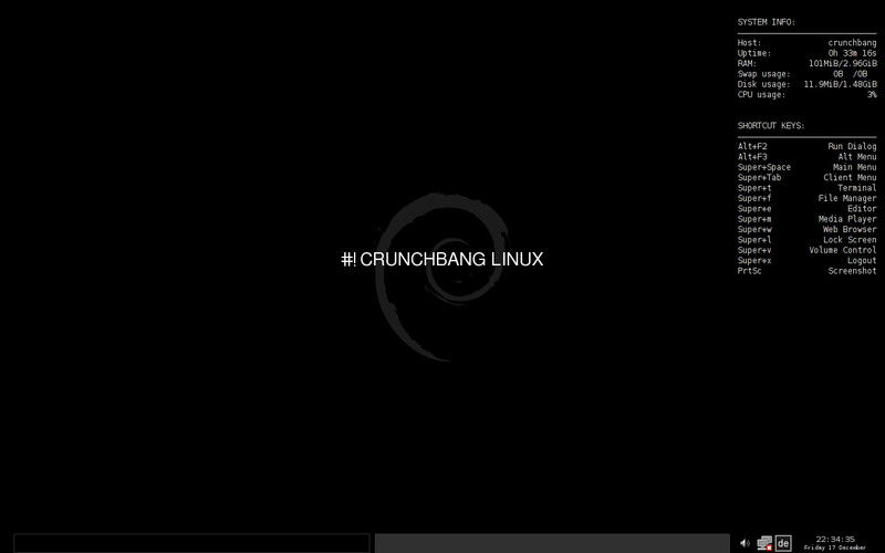 Vítá vás CrunchBang Linux