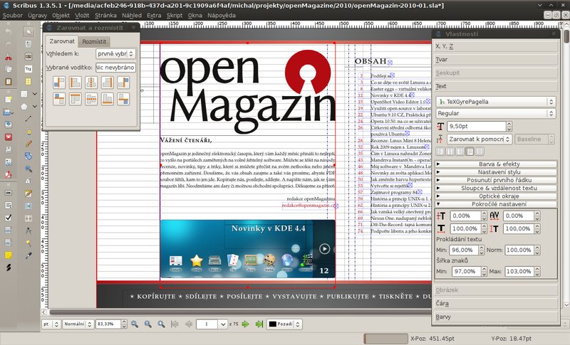 Scribus je komplexní nástroj na sazbu, který hravě nahradí Adobe InDesign