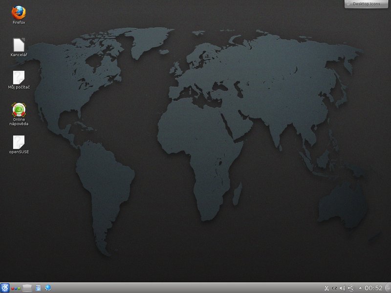 Prázdná plocha KDE 4.9 v distribuci openSUSE