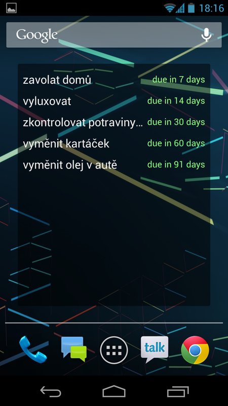 Aplikaci nechybí ani widget