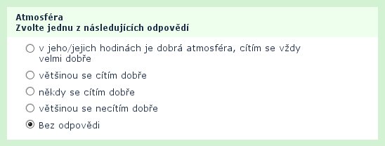 Příklad otázky s jednou možností výběru