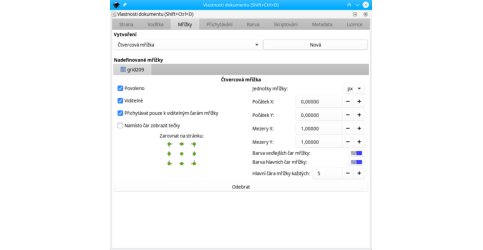 Možnosti nastavení mřížky