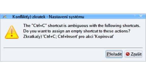Přeřadit klávesovou zkratku nové akci?