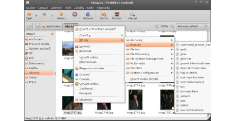 Skripty v kontextové nabídce Nautilu