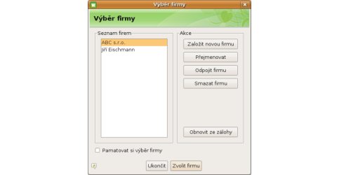 Dialog pro volbu firmy