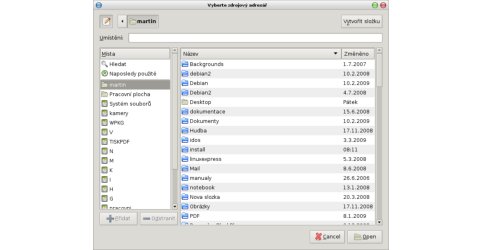 Vybrání adresáře