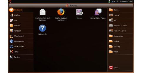 Pracovní plocha v Ubuntu Netbook Remix