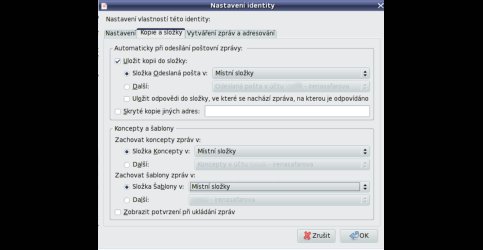 Stejně nastavené adresáře ve volbě Spravování identit