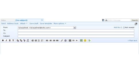Zoho - vytváření poštovní zprávy
