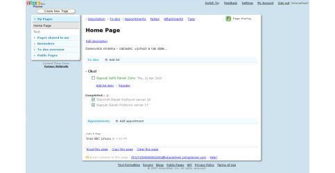 Zoho Planner - domovská stránka
