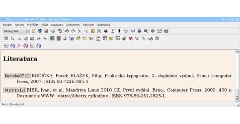 Vložení bibliografie ručním vypsáním položek