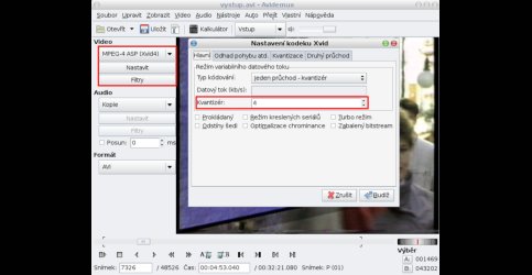 Avidemux - nastavení videa