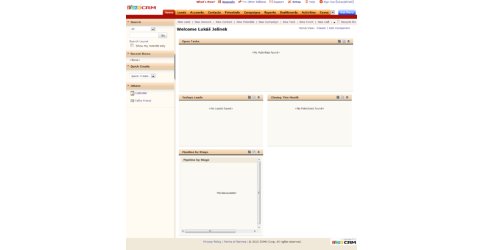 Zoho CRM - úvodní stránka