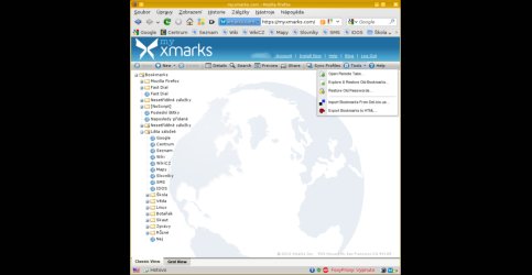Webové rozhraní pro správu záložek. Můžete se tak k nim dostat i z nepodporovaného nebo cizího prohlížeče