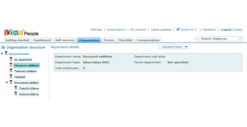 Zoho People – organizační struktura