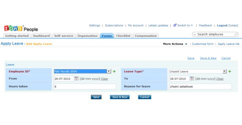 Zoho People – žádost o poskytnutí pracovního volna