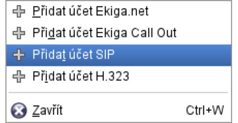 Přidání SIP účtu