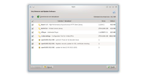 Poloautomatická aktualizace v distribuci openSUSE (nástroj Apper)