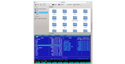 Konsole jako součást okna souborového správce