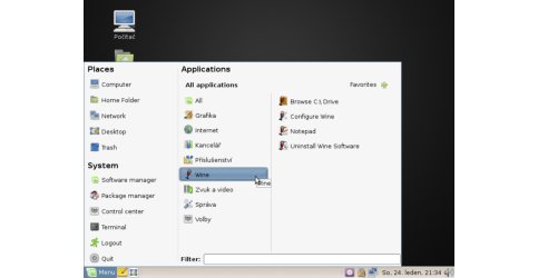 Nabídka Wine v distribuci Linux Mint 6 Felicia