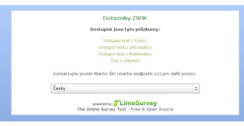 Nástěnka, na které můžete zveřejňovat vytvořené dotazníky