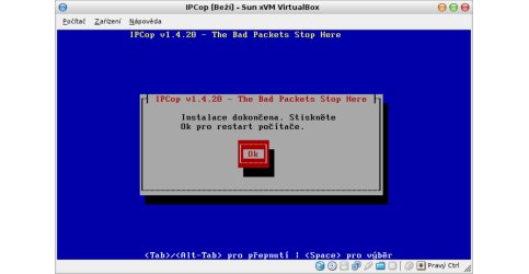 Úspěšné ukončení instalace IPCop
