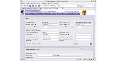 Nastavení DHCP serveru