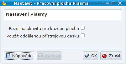 Nastavení pracovní plochy Plasma