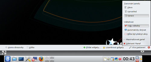 Nastavení panelu v KDE4