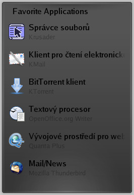 Plasmoid pro oblíbené aplikace