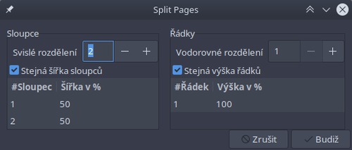 Rozdělení stránky