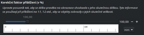 Úprava korekčního faktoru přiblížení