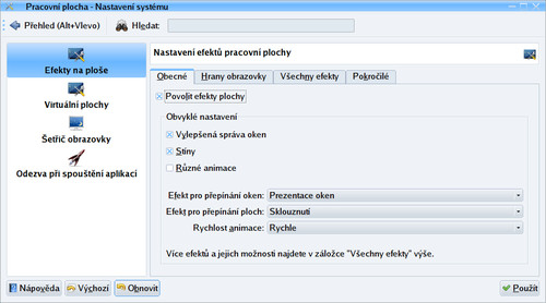 Povolit efekty plochy v KDE4
