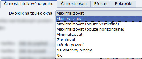 Nabídka pro dvojklik na titulku okna