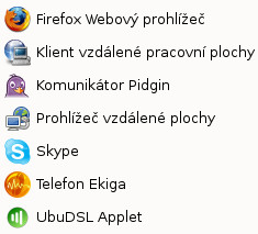 UbuDSL Applet v nabídce aplikací