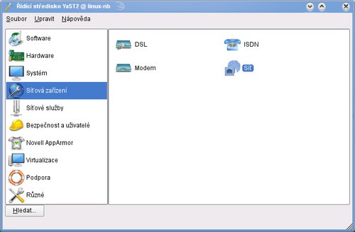 Síťová zařízení v programu YaST2