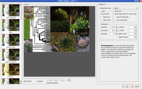 Galerie filtrů (Filter | Filters Gallery) v Kritě. Zde můžete vidět, co s vaším obrázkem udělá který filtr. Možností je hodně.