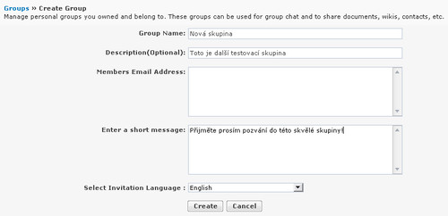 Zoho - vytvoření nové skupiny