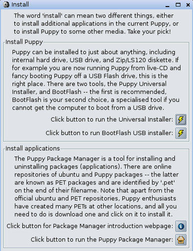 Možnosti instalace Puppy Linuxu - na disk nebo na flash disk?