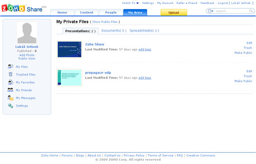Zoho Share - soukromé dokumenty