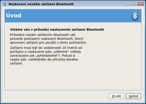 Průvodce připojením zařízení Bluetooth