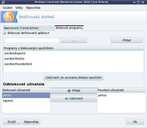 Definování programů, které nebudou moci být spuštěny