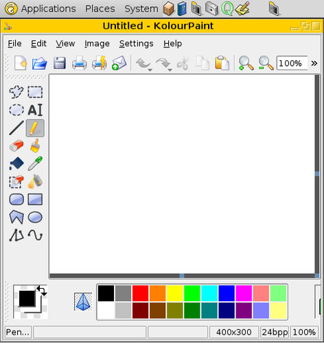 Kolourpaint sa veľmi podobá na staručký Paintbrush z Windows 3.1, len podporuje viac grafických formátov