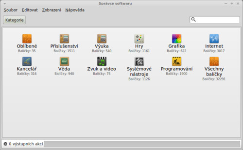 Kategorie aplikací ve Správci softwaru