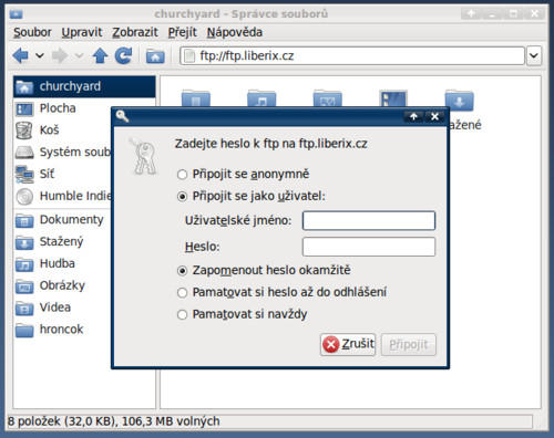 Podobně funguje FTP připojení