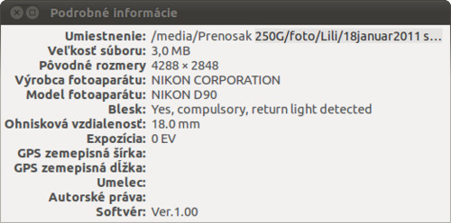 Podrobné informácie k fotografii