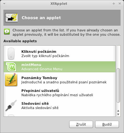 Vyberte mintMenu