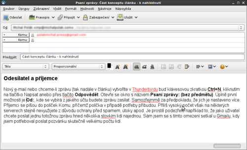 Kontrola v Thunderbirdu našla překlepy